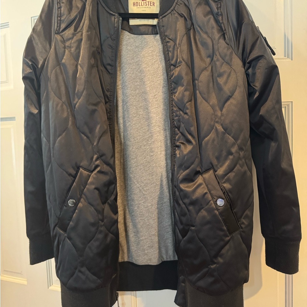 Hollister Women's Black Bomber Jacket